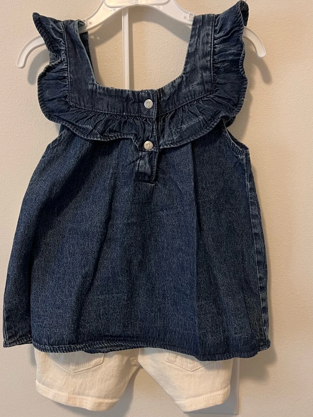 7 For All Mankind Dark Blue Denim Baby Dress with Cream Shorts Size 4 NWT